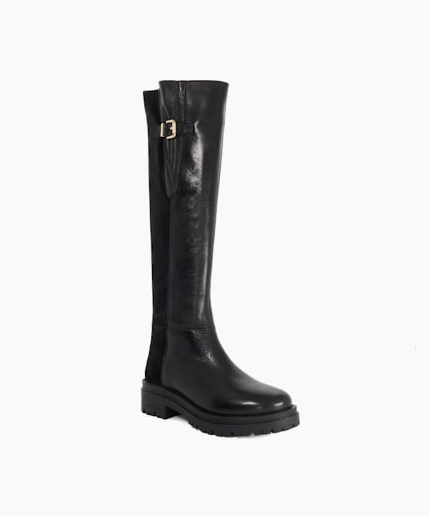 Totems Black - Leather Knee-High Boots