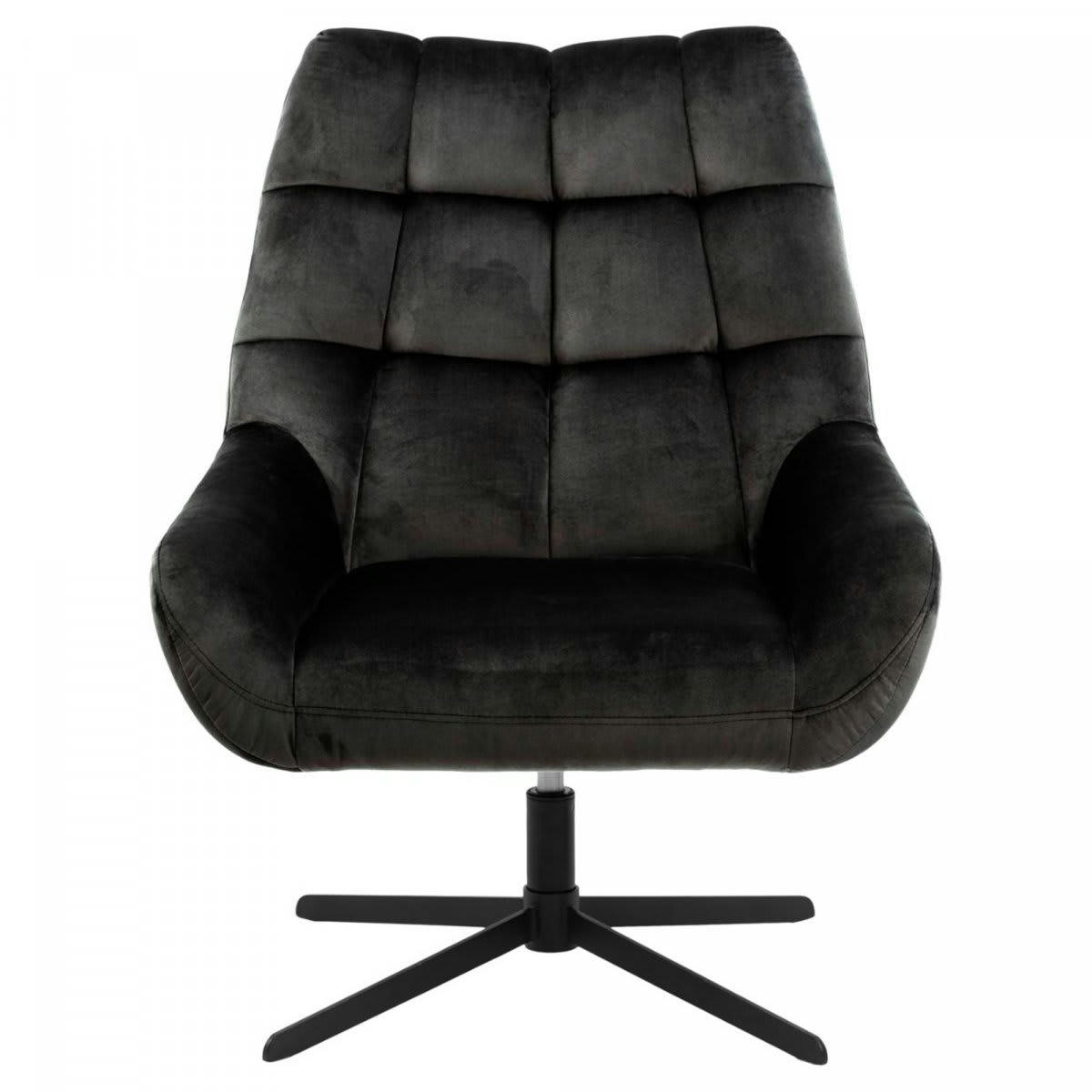 MONTMARTRE - Fauteuil pivotant en velours matelassé gris foncé