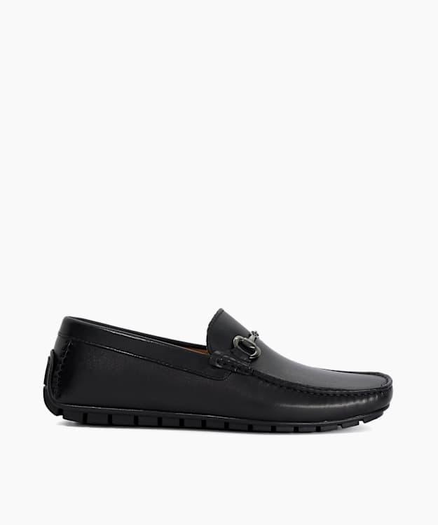 Brackon Black - Snaffle Trim Leather Loafers