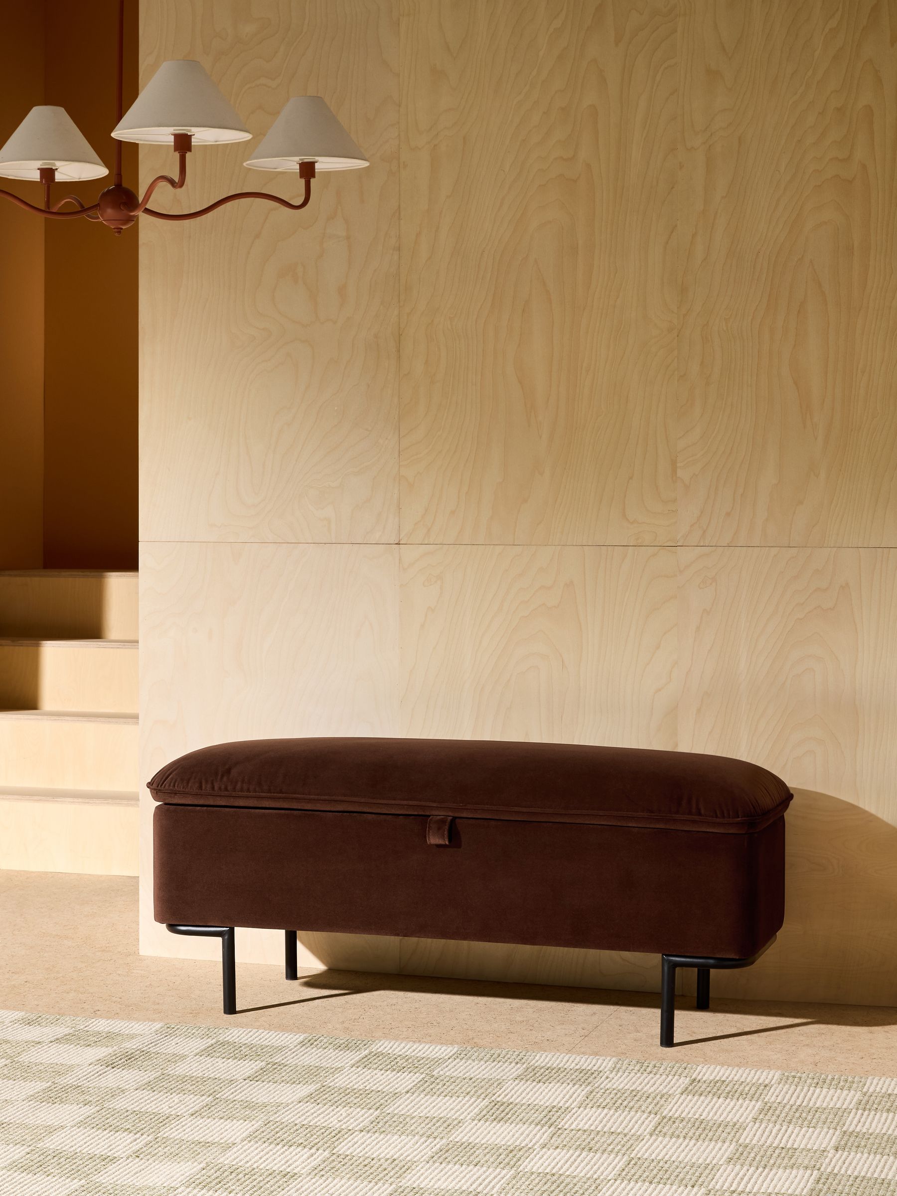 Harlow Storage Ottoman Bench in Chocolate Brown