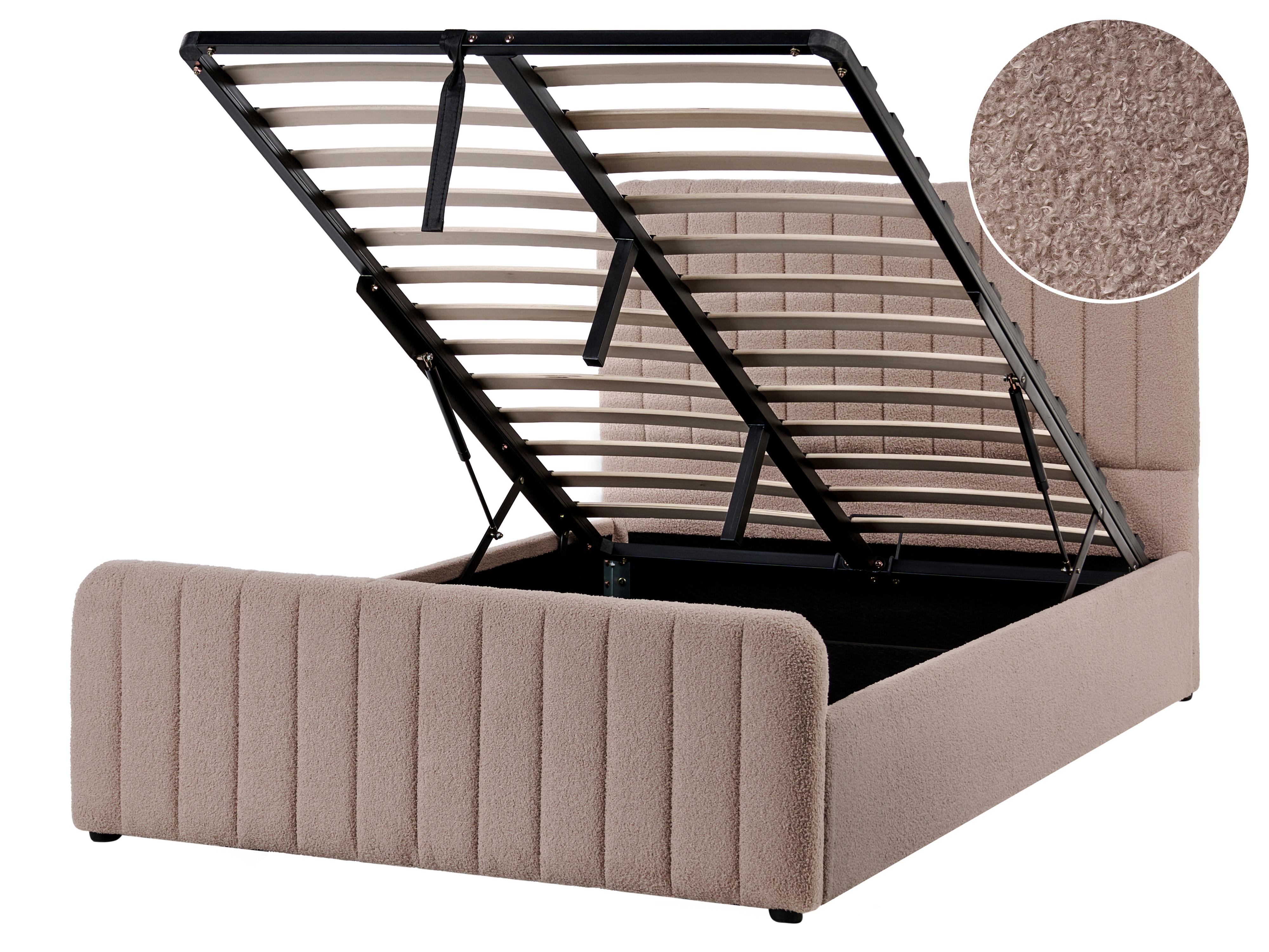 Ottoman Bed Boucle LUNAN 120 x 200 cm (EU Small Double) Taupe