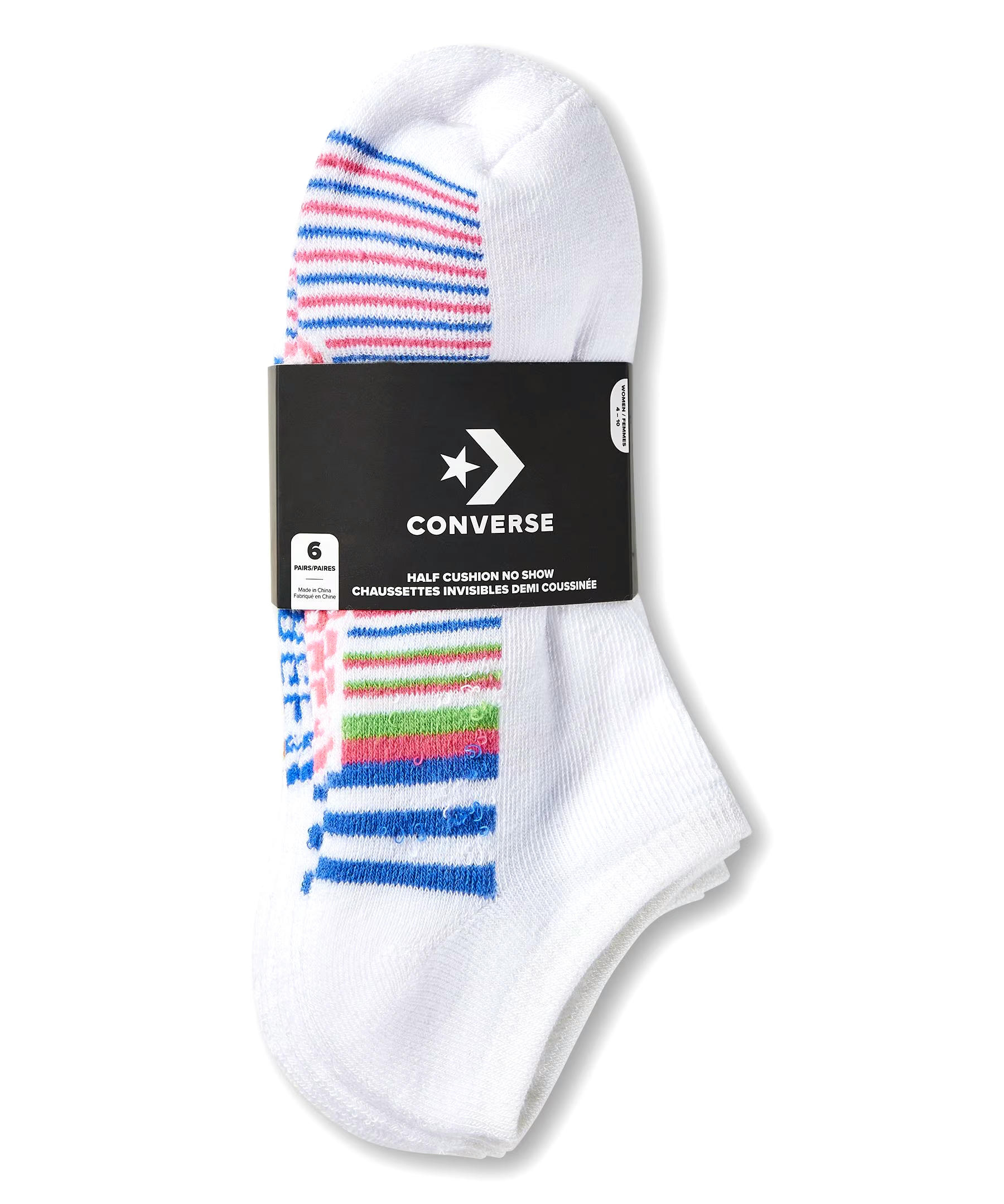 Converse Women's Half Cushion No Show Socks, 6 Pack