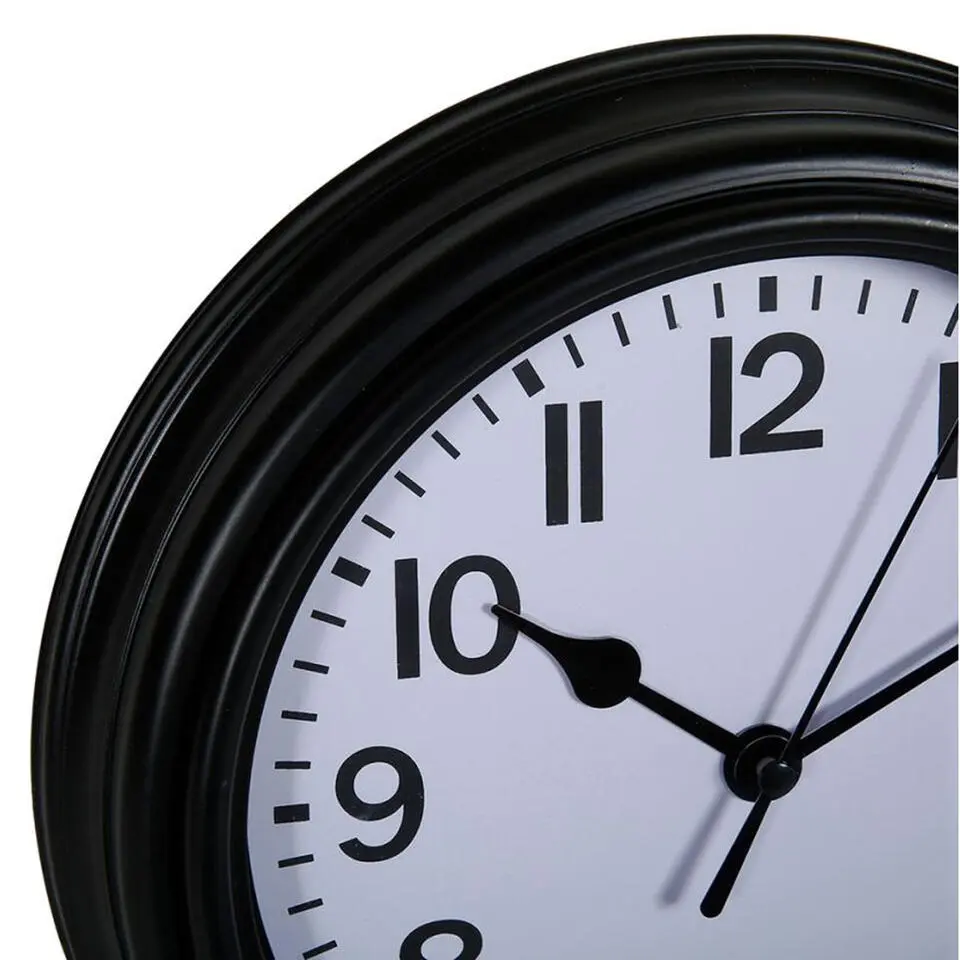 Ostaria Wandklok/muur klok - D22 cm - kunststof - zwart - kamer