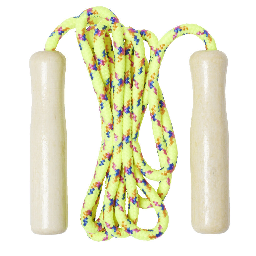 Corde à sauter jaune avec poignées bois L200cm