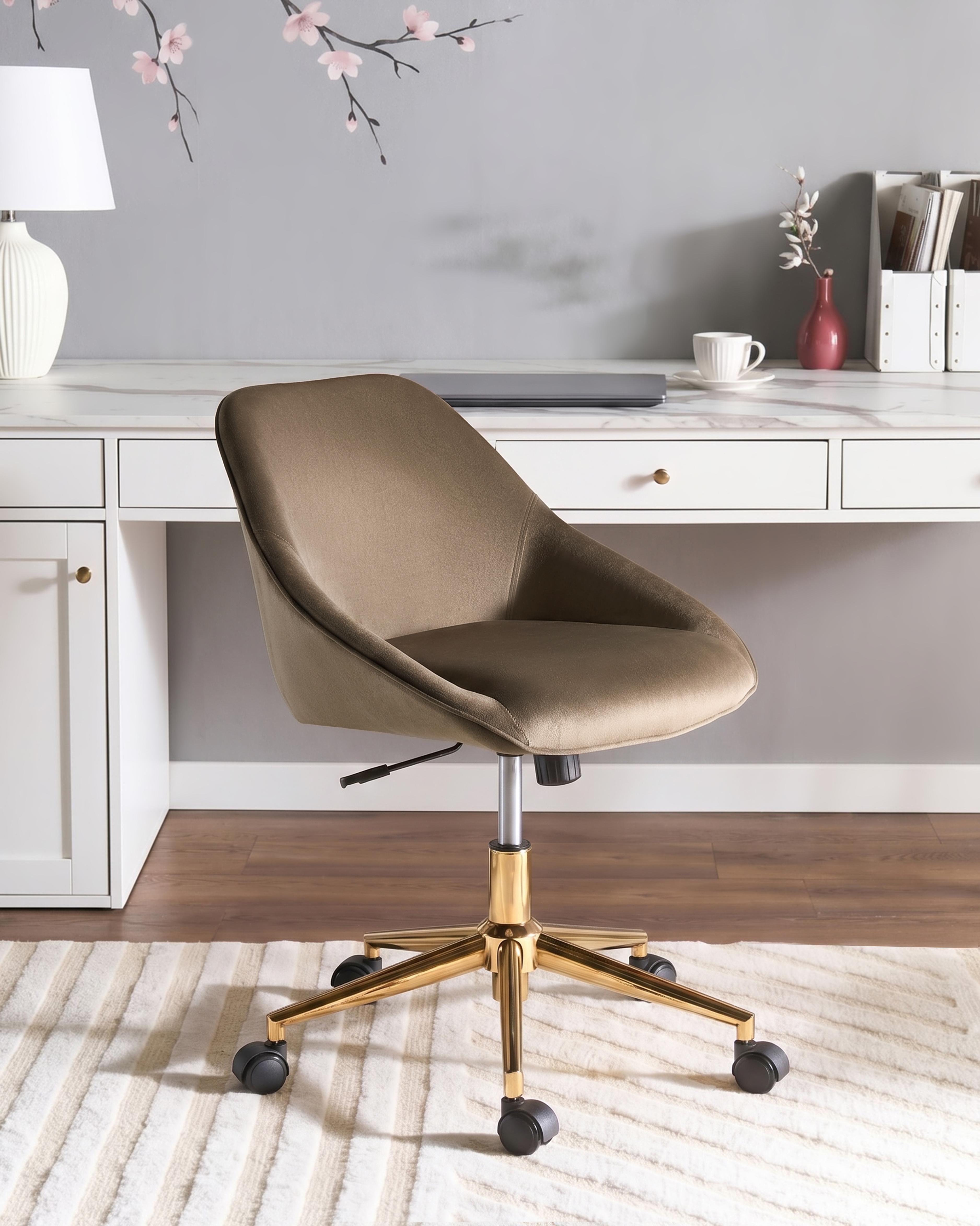 Desk Chair BARDSDALE Velvet Dark Brown