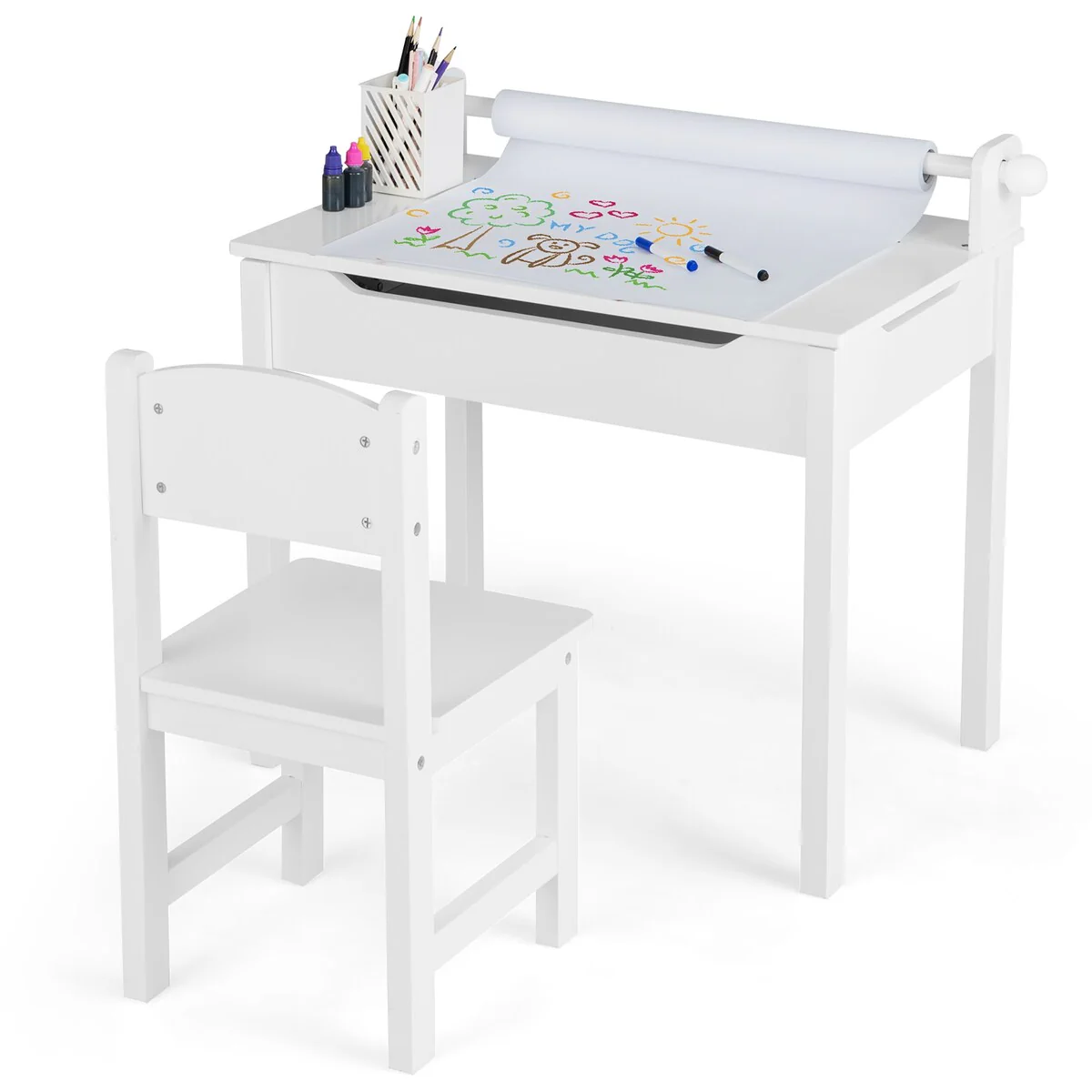 Costway Toddler Craft Table & Chair Set Kids Art Crafts Table - See Details