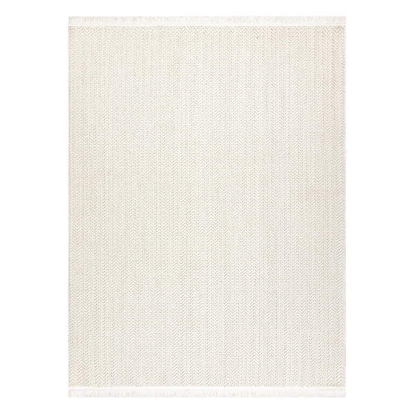 Dywan NANO FJ86B Jodełka, chevron, płasko tkany biały 80x150 cm