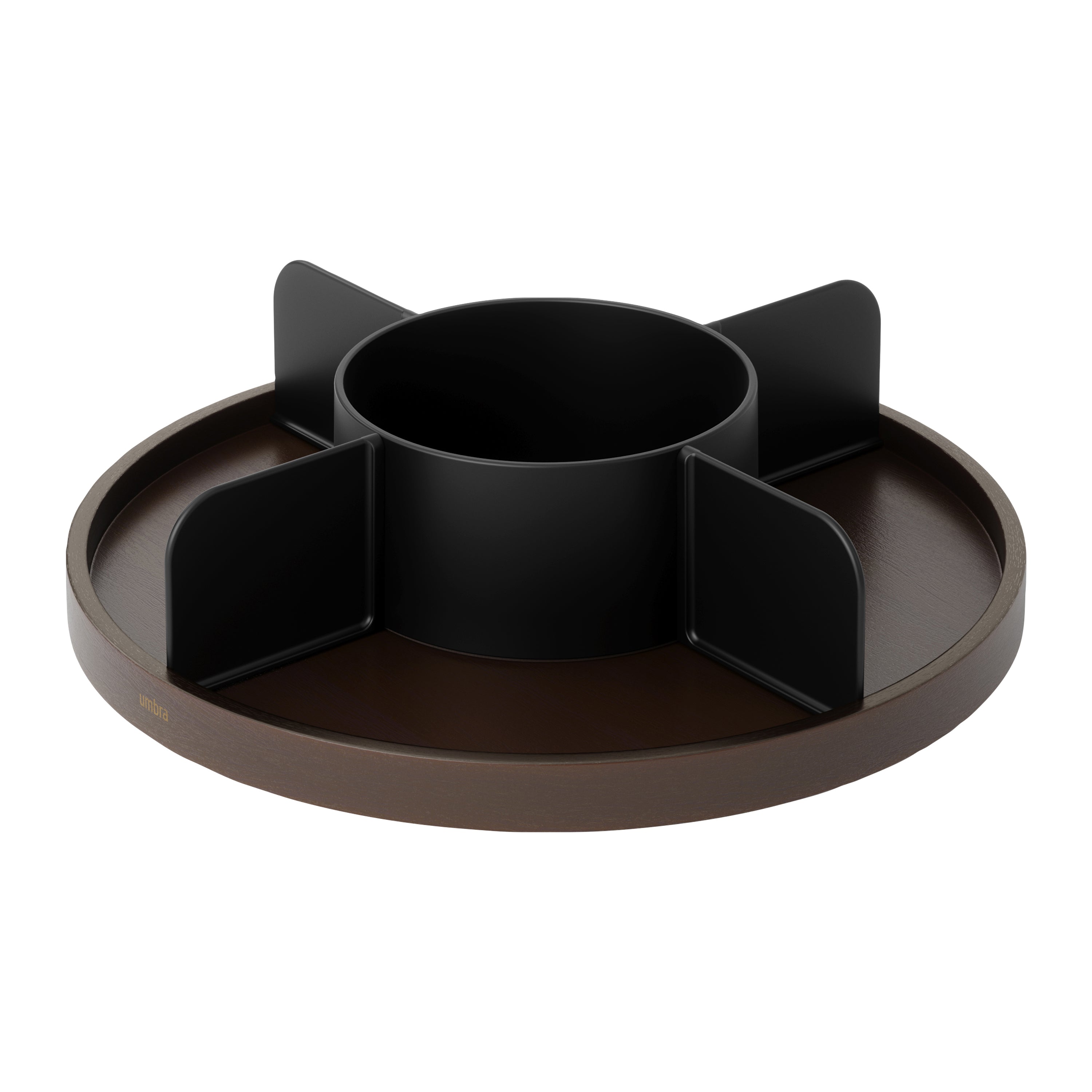 Umbra Lazy Susan Draaibare Organizer - Zwart/Walnoot