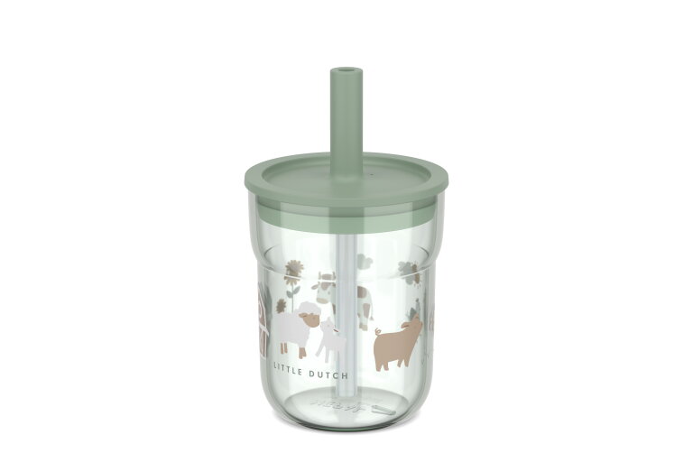 kinderglas mio 250 ml met rietje - little farm