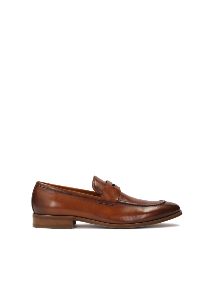 Leather loafers with cross strap