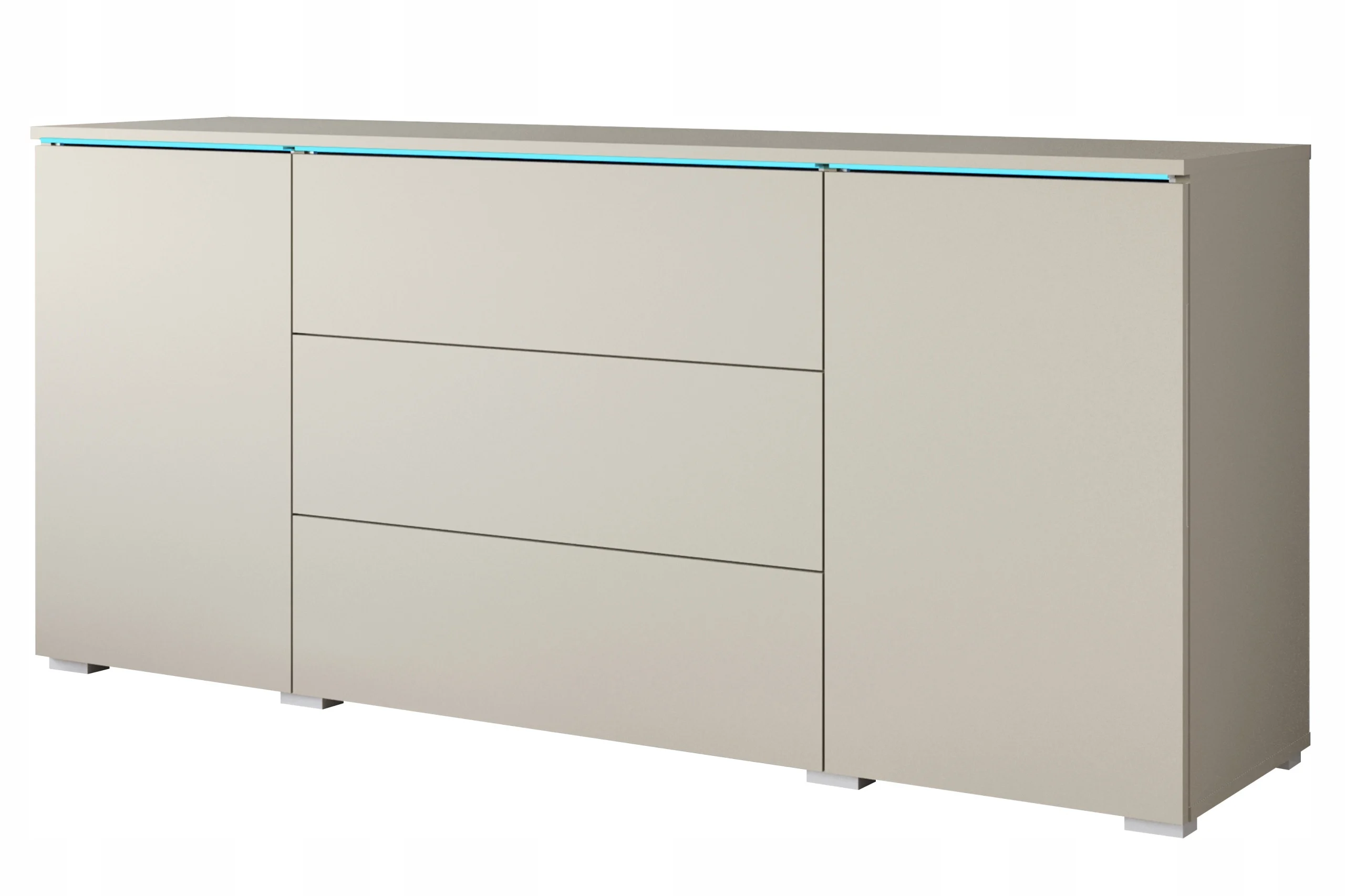 Nowoczesna komoda 150 cm do salonu 3 szuflady i 2 szafki kaszmir beż