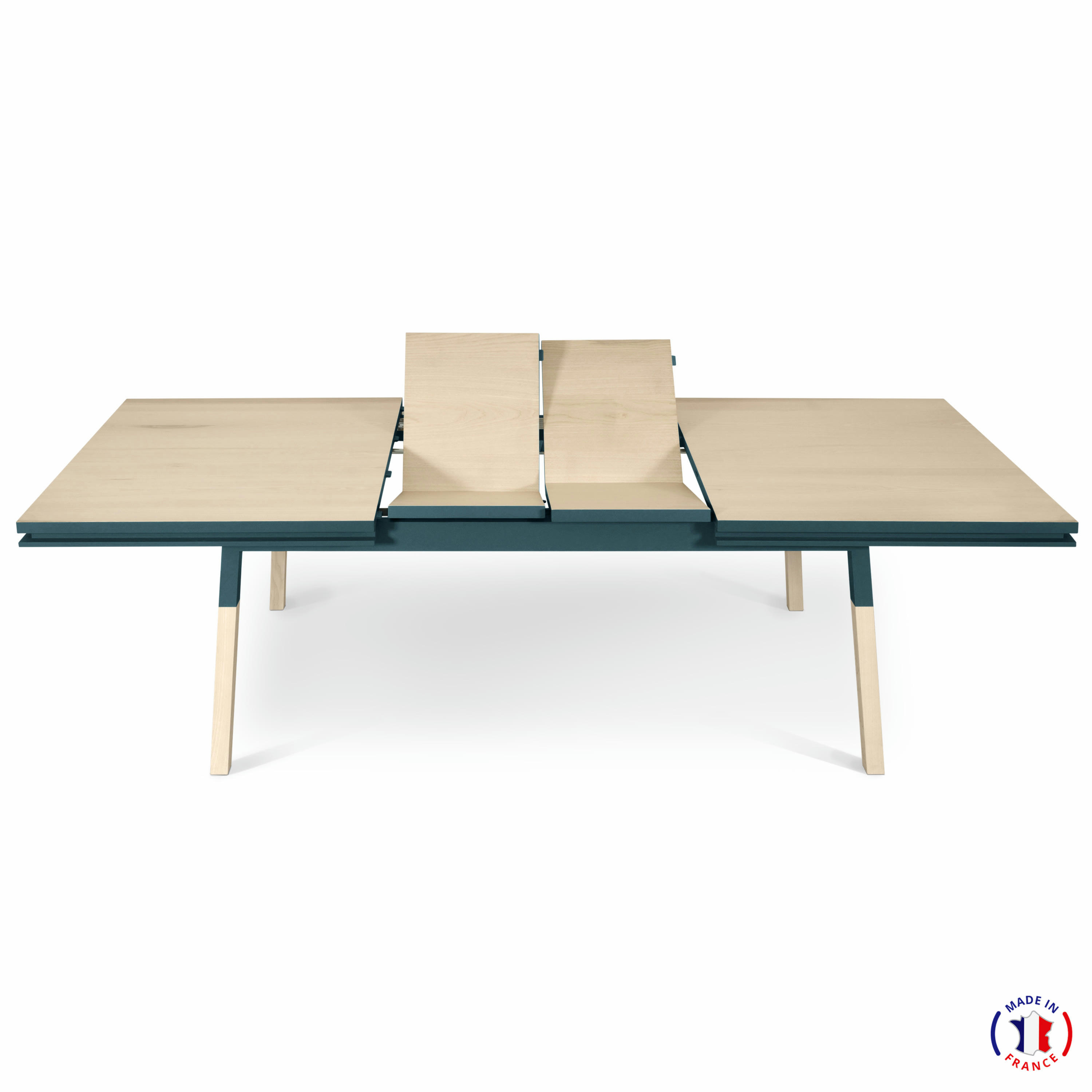 EGEE - Table 180x100 cm en frêne massif, 2 rallonges gris chocolat tanis