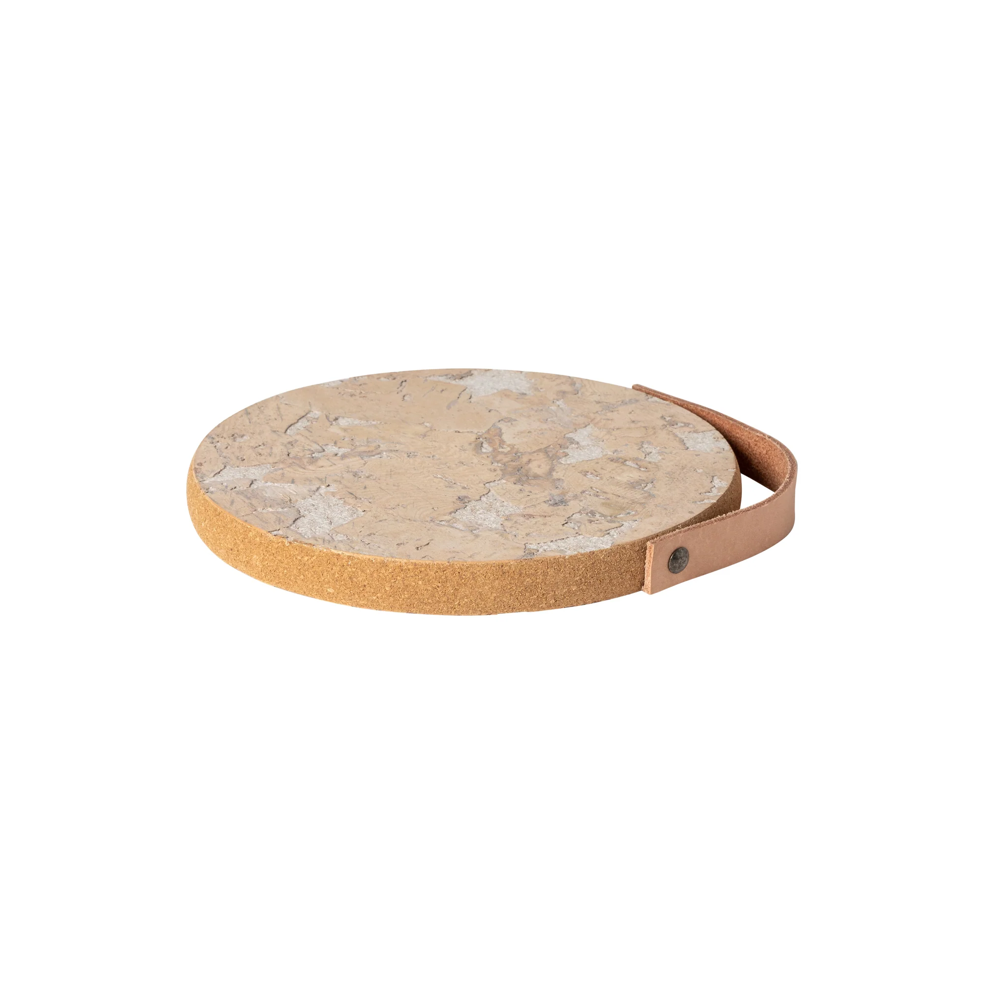 Small Cork Trivet with Leather Handle Cork