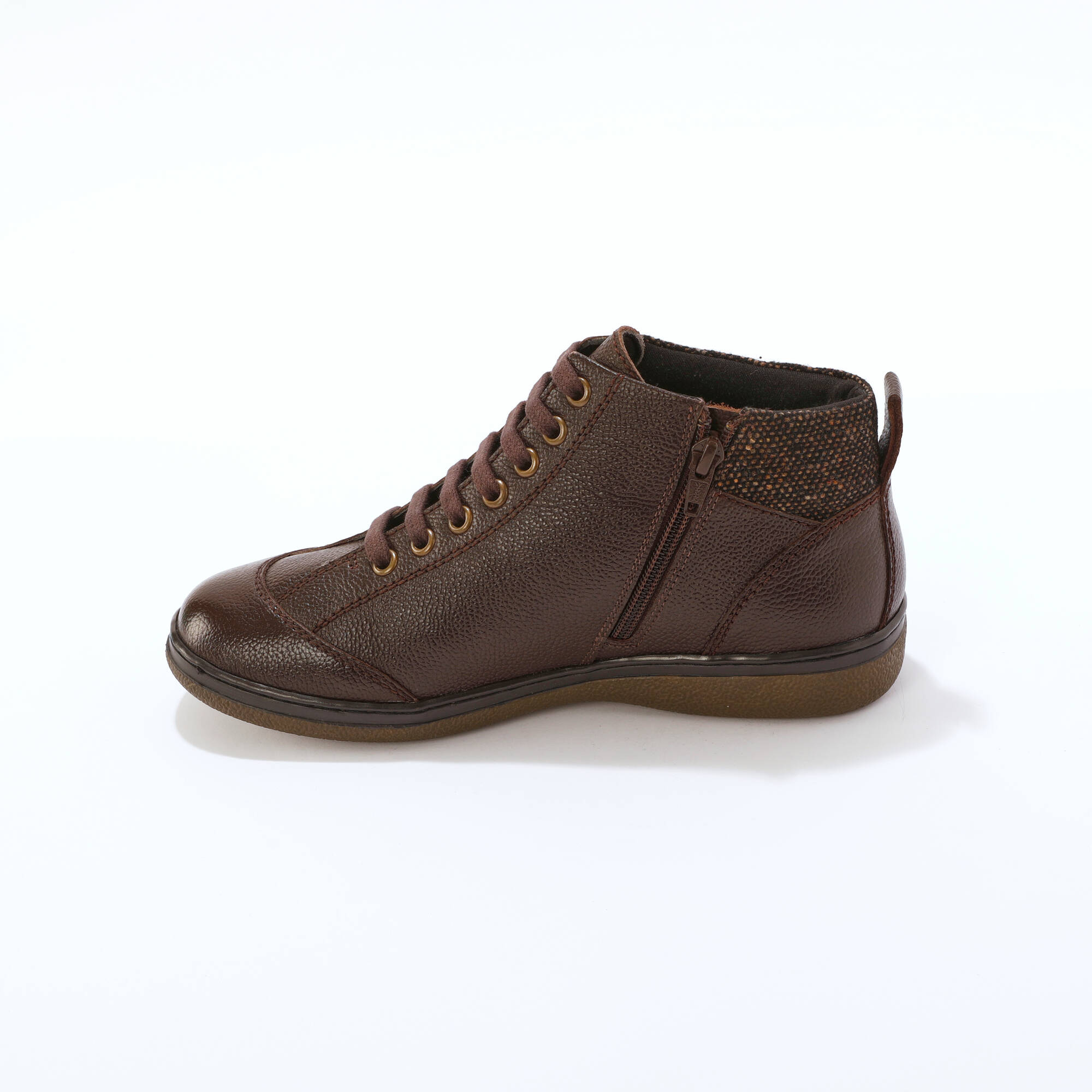 Boots détente lacées et zippées en cuir