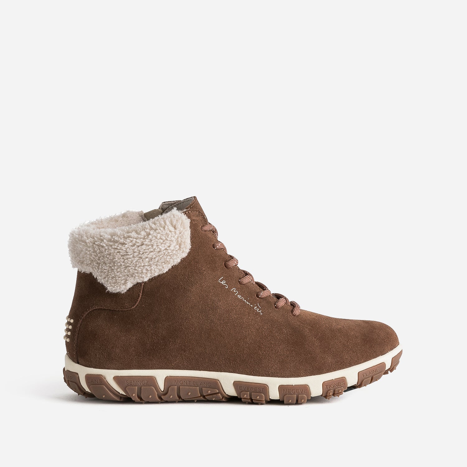 Boots à lacet TBS camel en cuir velours fourré