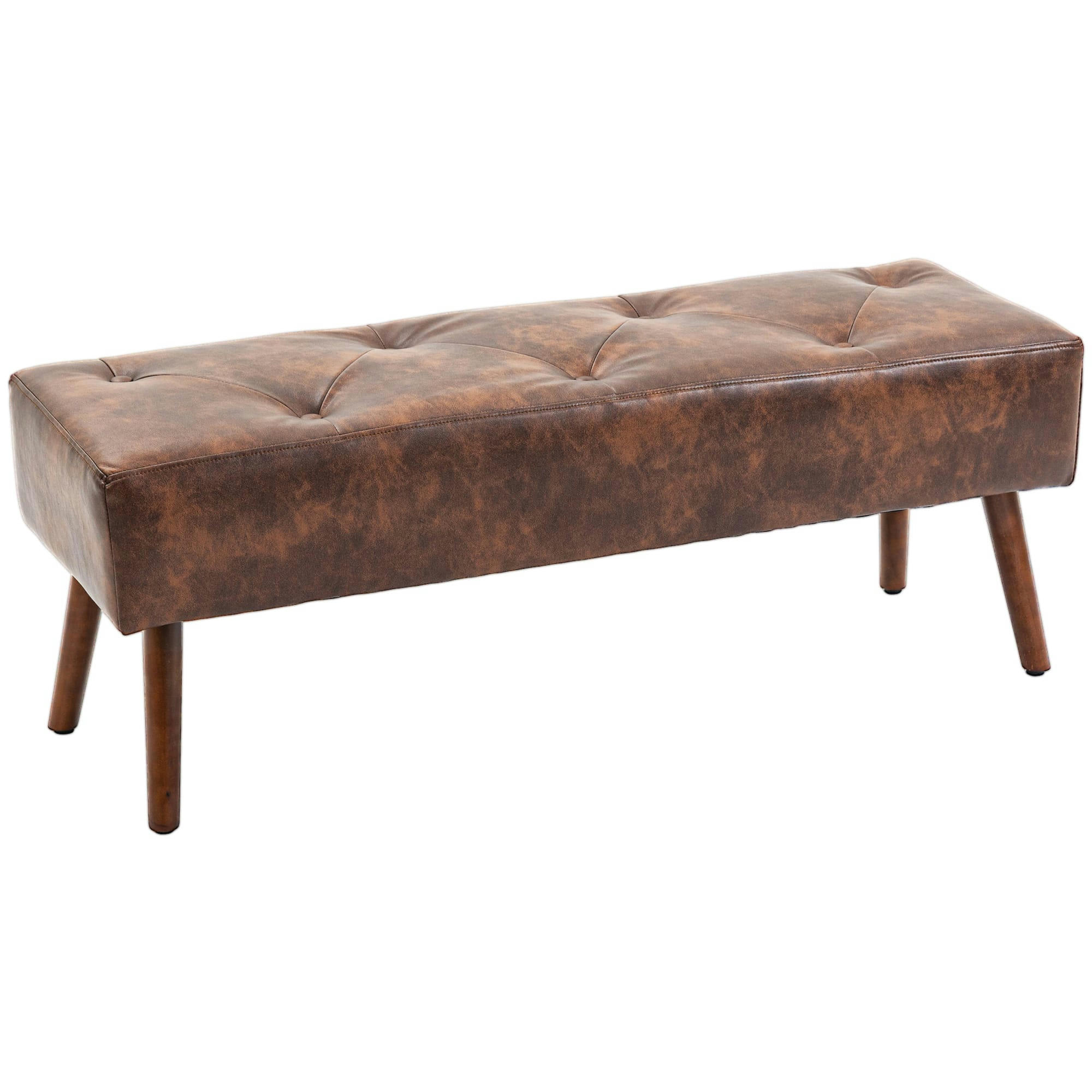 - Banquette capitonnée style classique chic bois marron effet vieilli