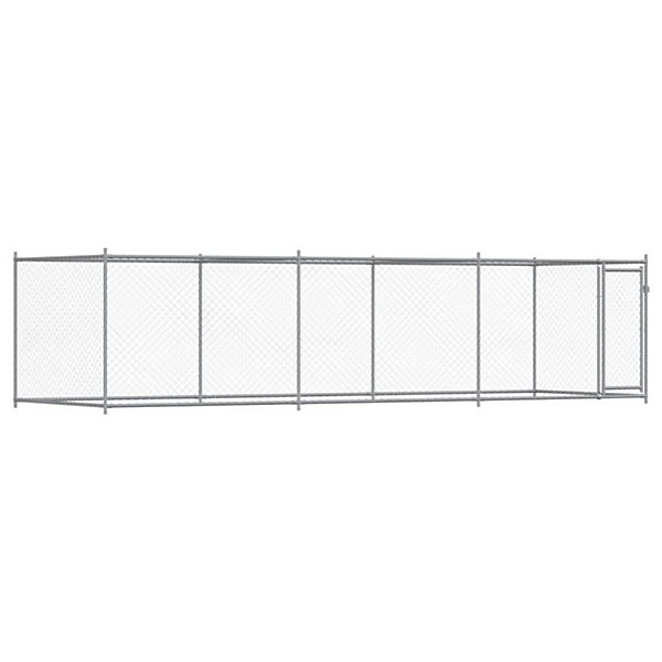 Cage pour chien avec porte gris 6x2x1,5 m acier galvanisé