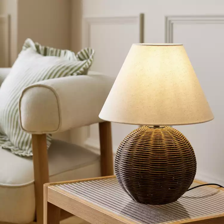 Habitat Wicker Ball Table Lamp - Natural