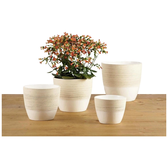 Übertopf, Breite: 14 cm, beige/creme, Keramik