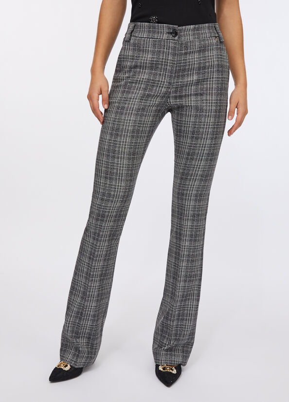 Pantaloni flare in principe di galles