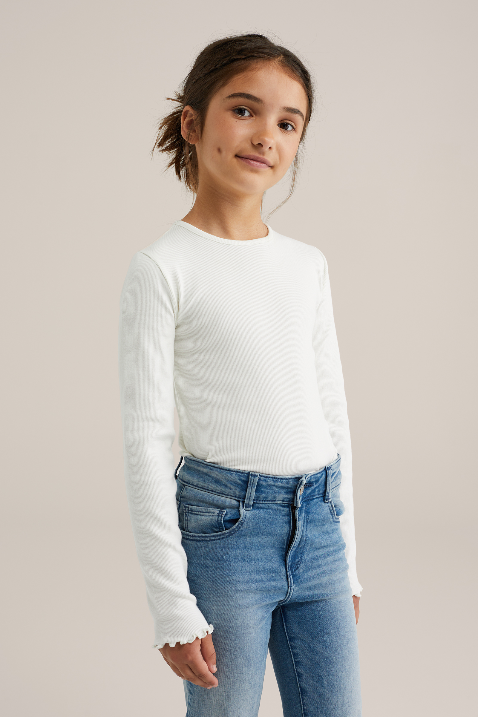 Meisjes geribd T-shirt, 2-pack