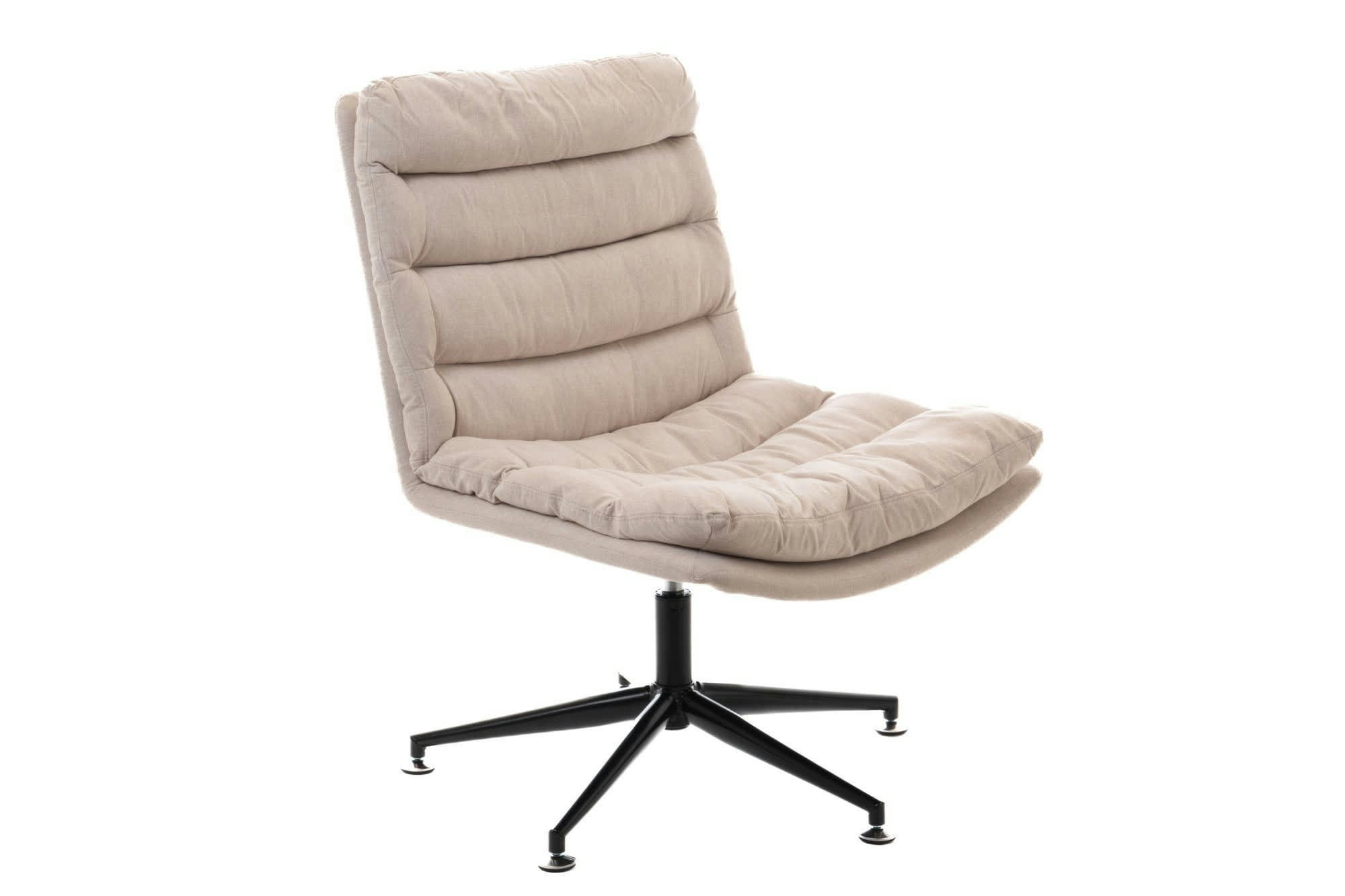 VIEL - Fauteuil contemporain pivotant beige avec pied central