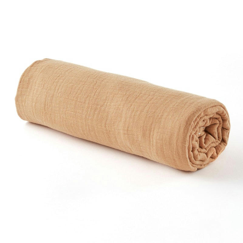 - Drap housse gaze de coton camel (60 x 120 cm)