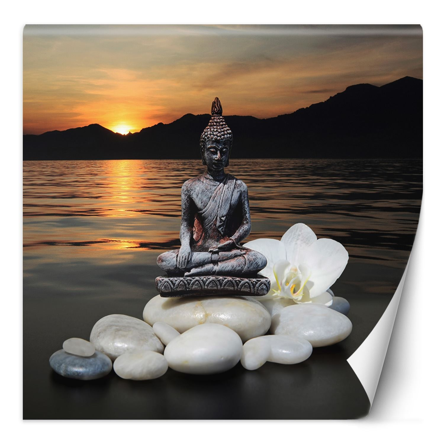 Feeby Fototapeta, Budda na kamieniach o zachodzie słońca 100x100