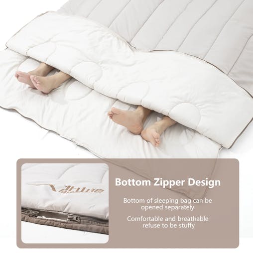 NNEOBA 2-Person Detachable Camping Sleeping Bag 2.6kg Grey