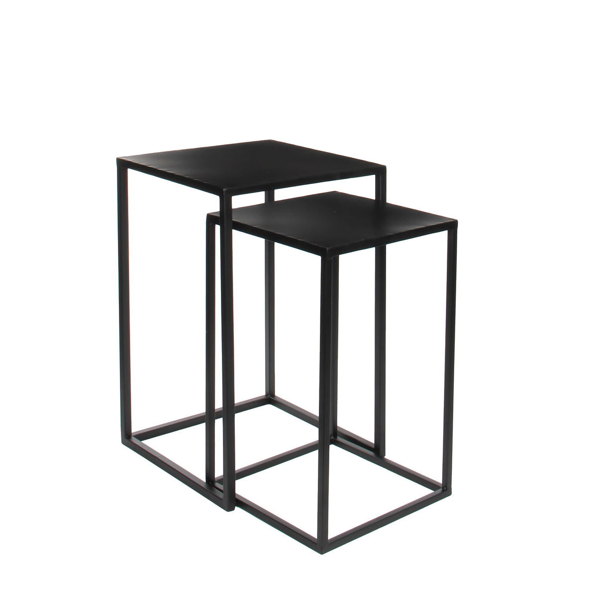 Mica Decorations Goa Bijzettafel - Set van 2 - L35 x B35 x H55 cm - Metaal - Zwart