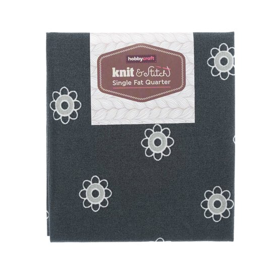 Grey Flower Single Cotton Fat Quarter