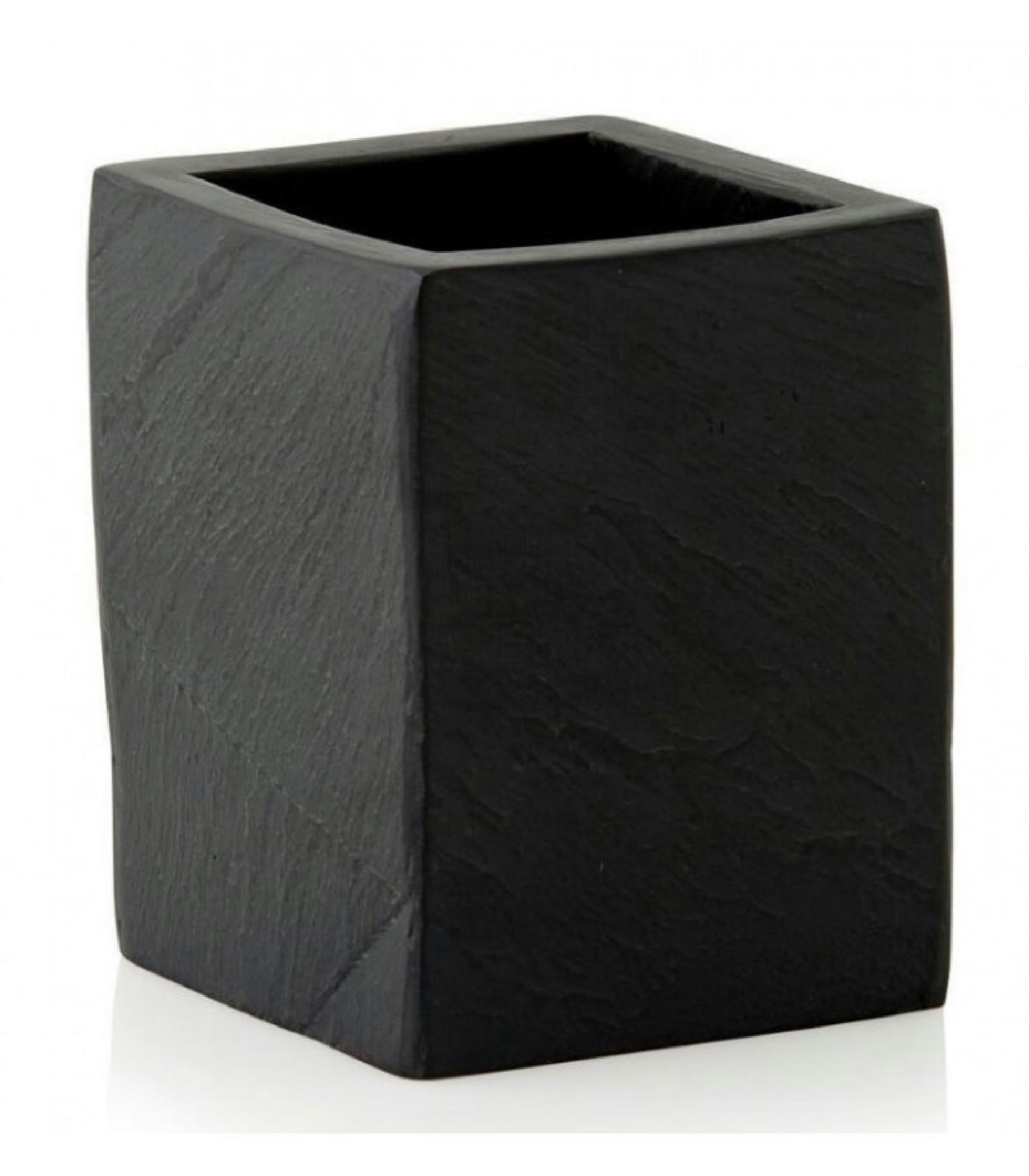 ARDOISE - Porte brosse à dents en polyrésine noire effet ardoise