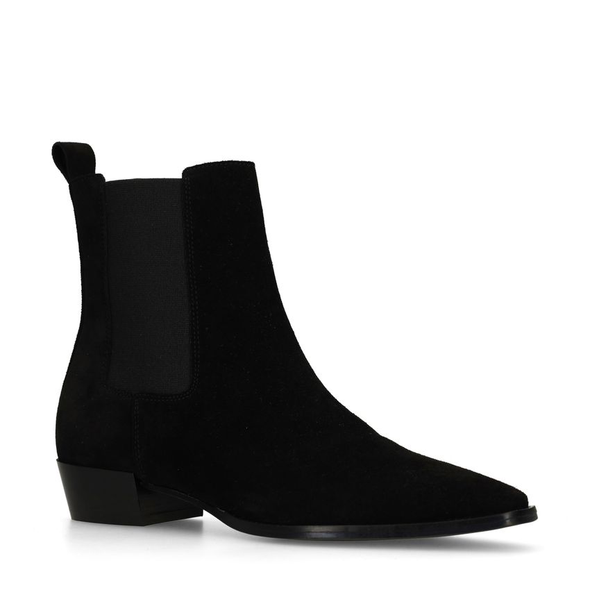 Manfield Zwarte suède chelsea boots