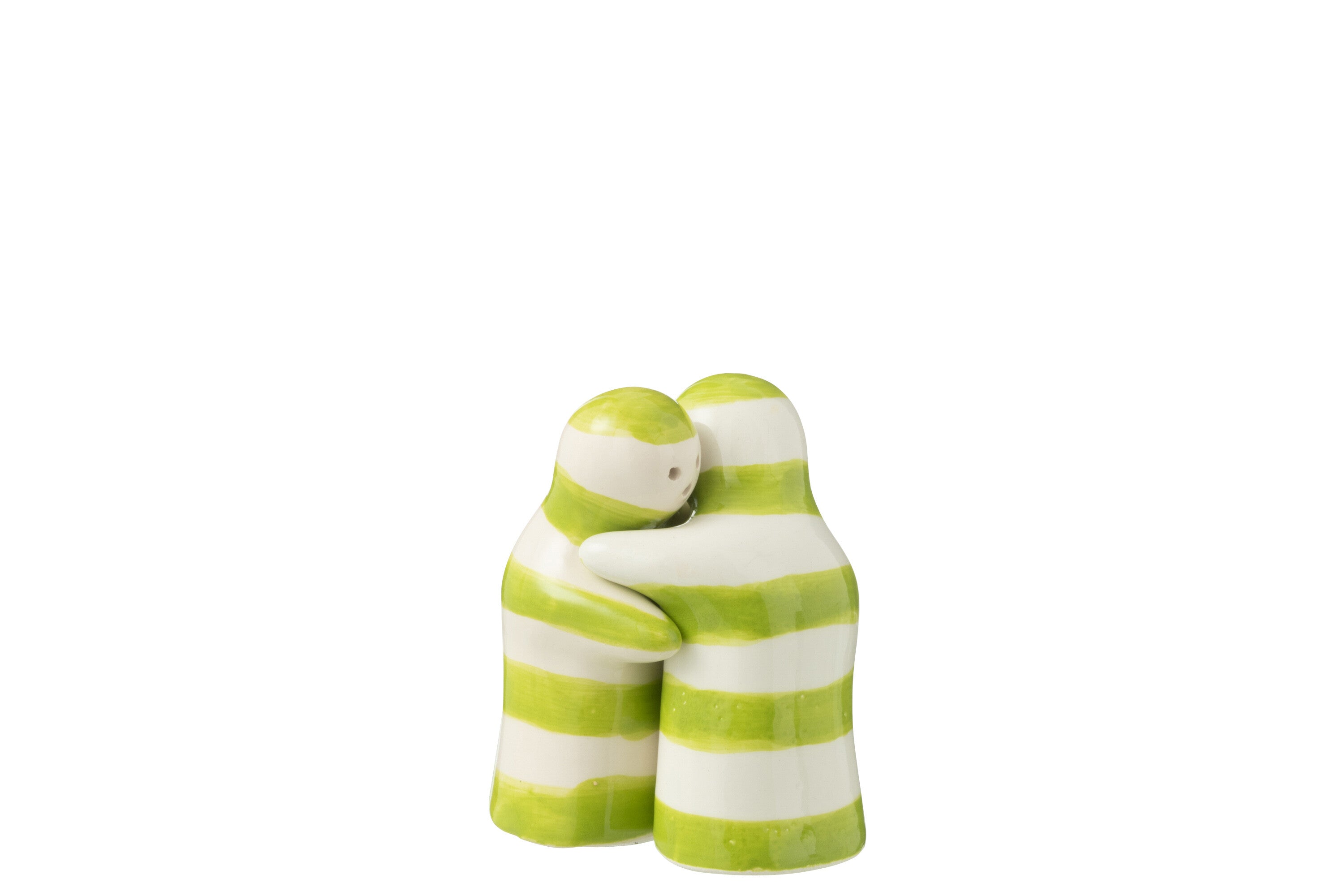 J-Line peper- en zoutmolen set Granada Stripes - keramiek - wit/groen