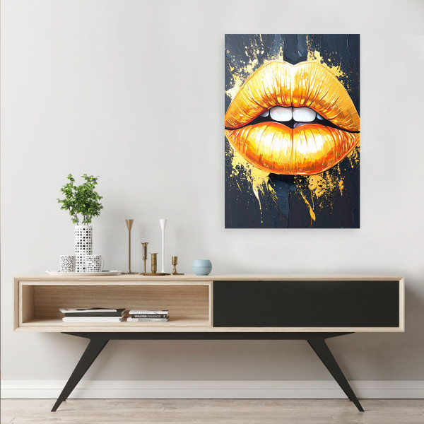 Feeby Obraz do salonu sypialni loftu, Złote Usta Kobiety Glamour 40x60