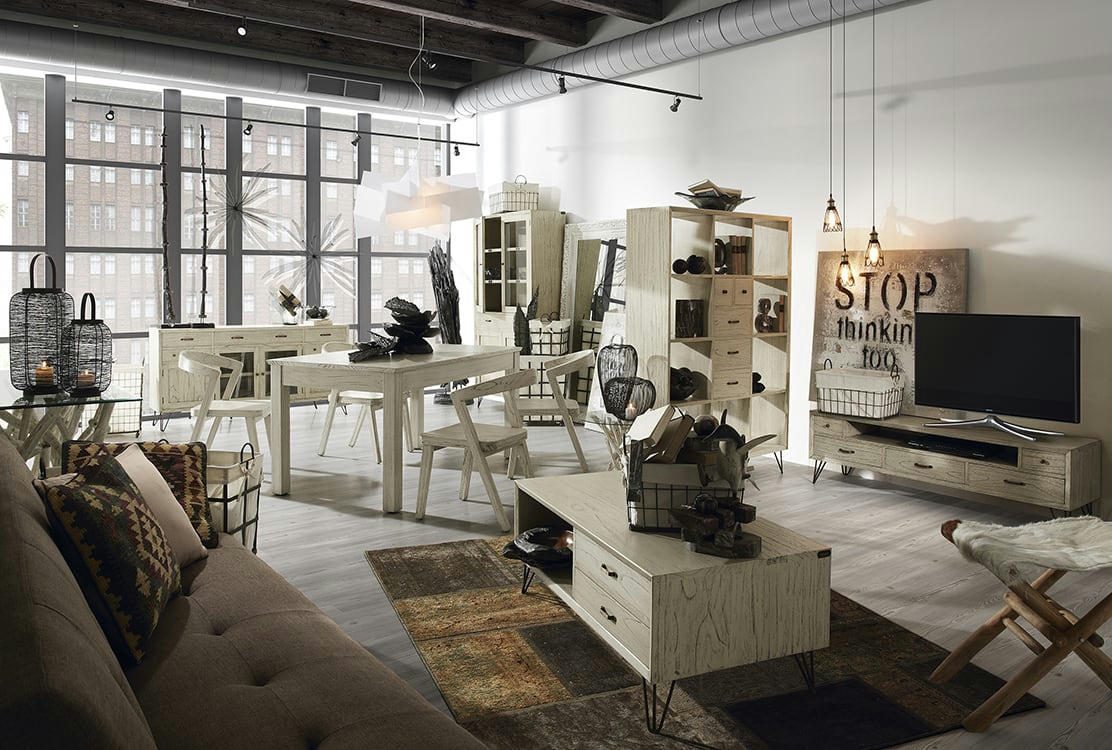 MURIA - Table basse en bois de mindi blanc L115