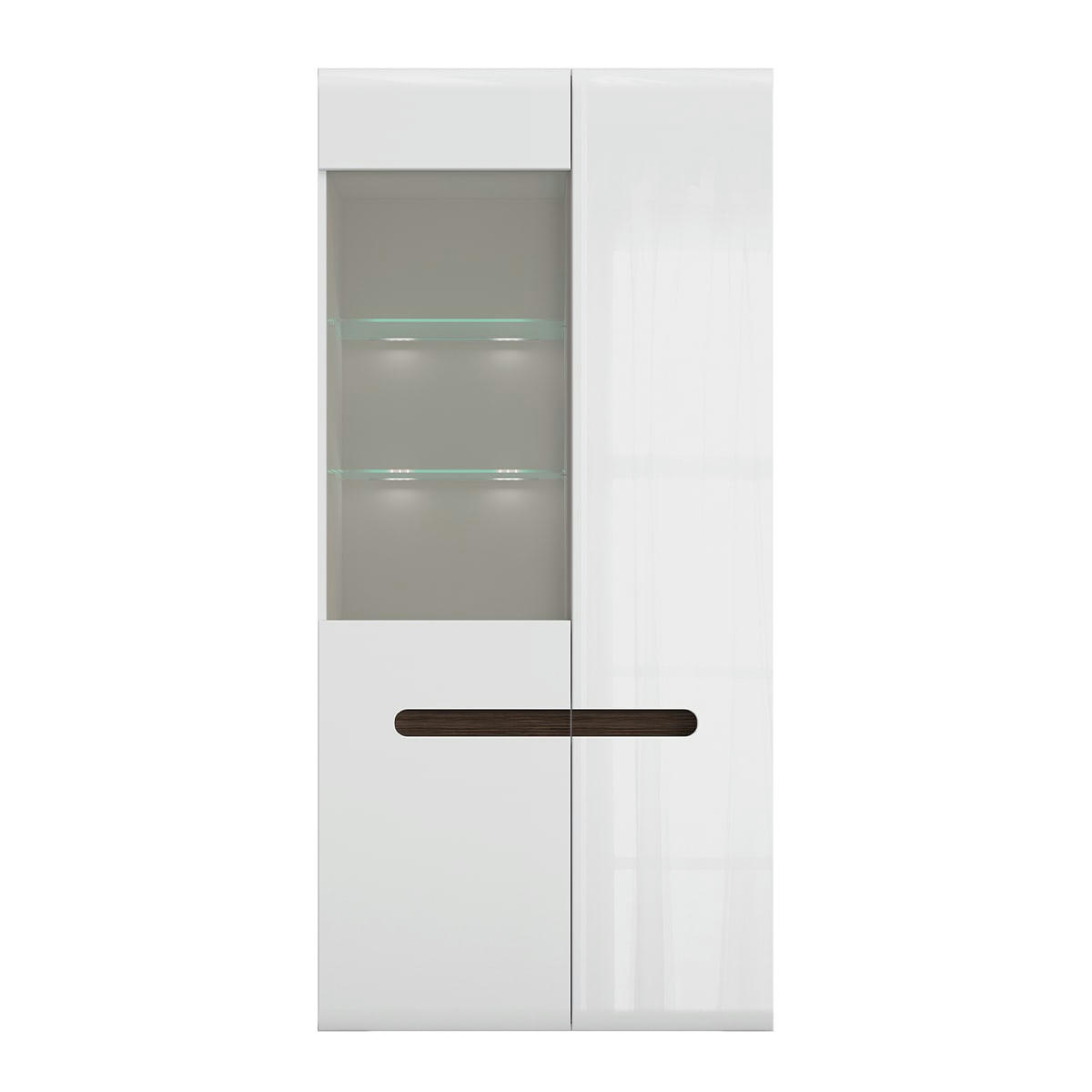 - Vaisselier 2 portes avec led blanc laqué et naturel