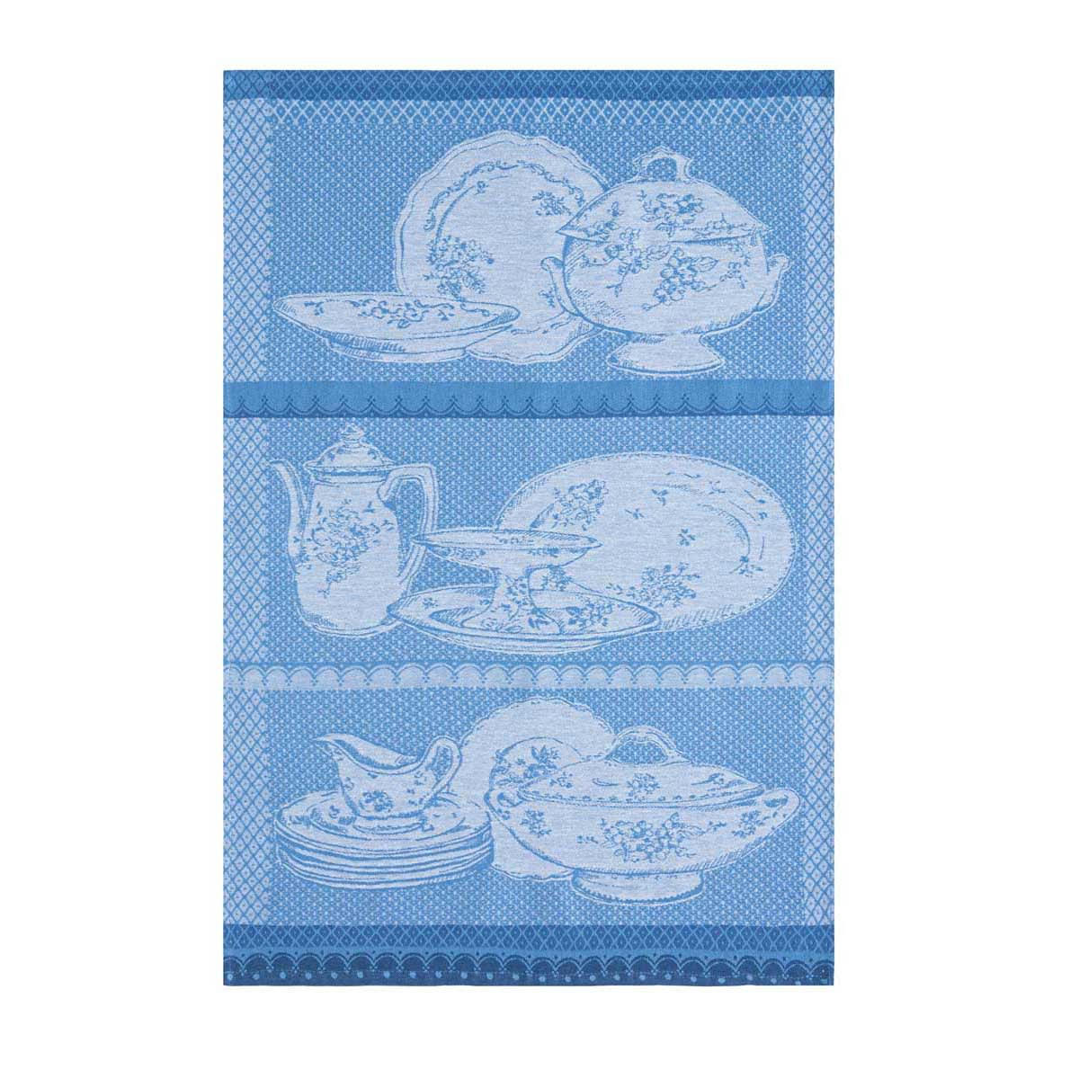 VAISSELLES ANCIENNES - Torchon en coton bleu 50x75