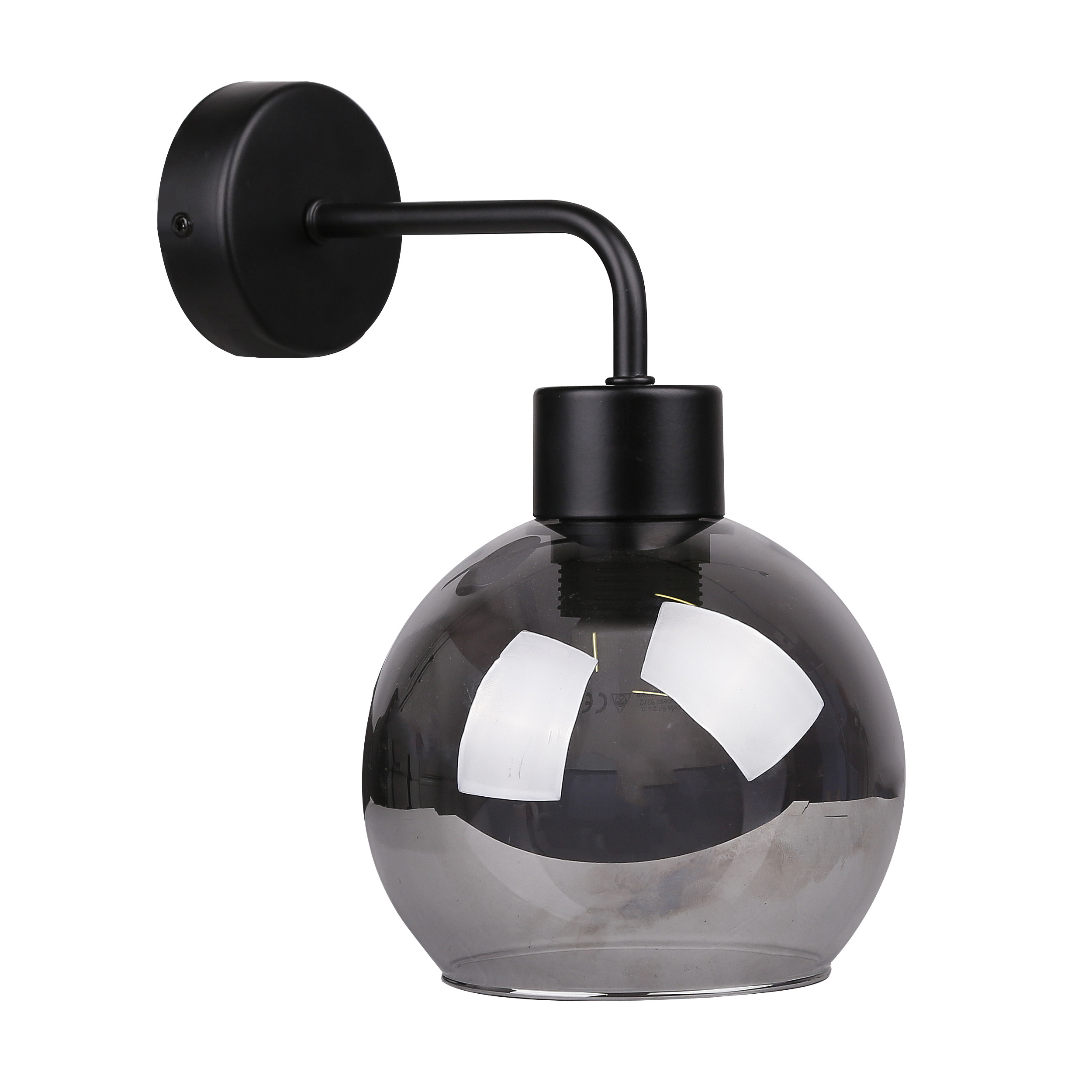 Lampa kinkiet LADY czarny 1x40w e27 klosz dymiony