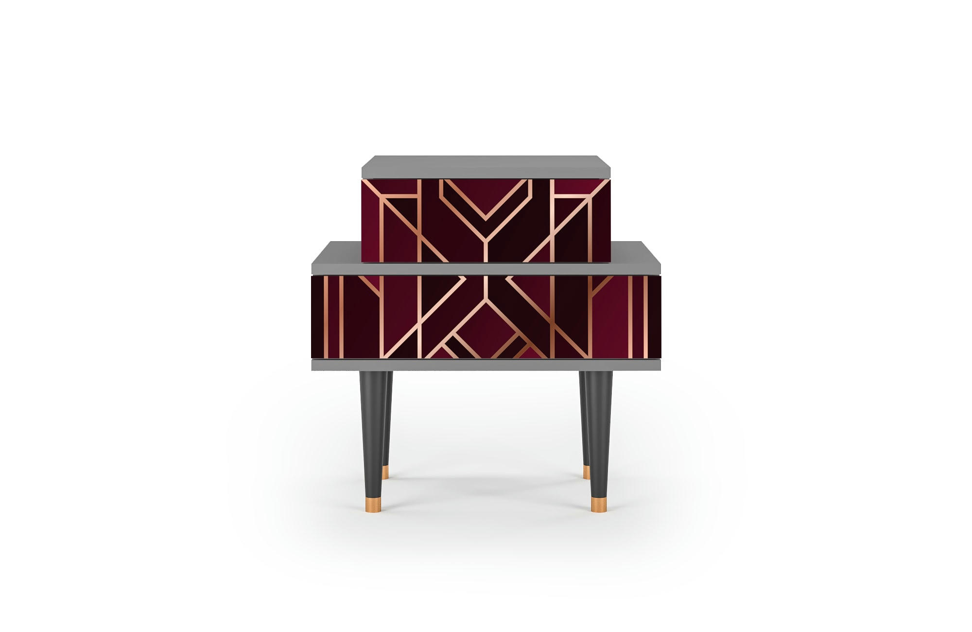 BURGUNDY JEWELERY - Table de chevet bordeaux 2 tiroirs L 58 cm