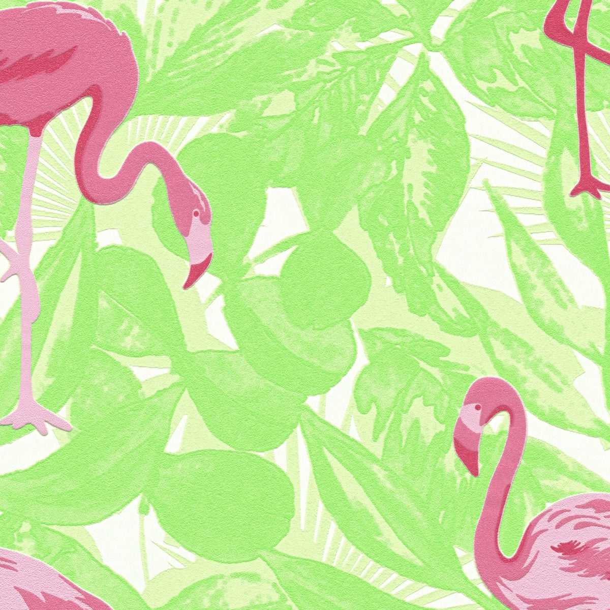 A.S. Création behang tropische bladeren met flamingo's groen en roze - 53 cm x 10.05 m - AS-359802