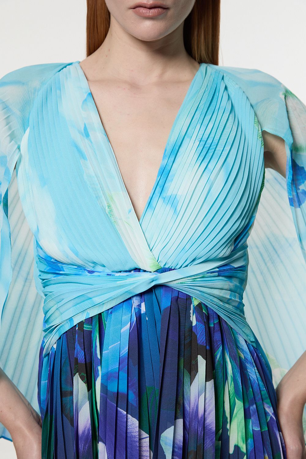 KarenMillen Ombre Floral Soft Pleated Woven Blouse With Cape