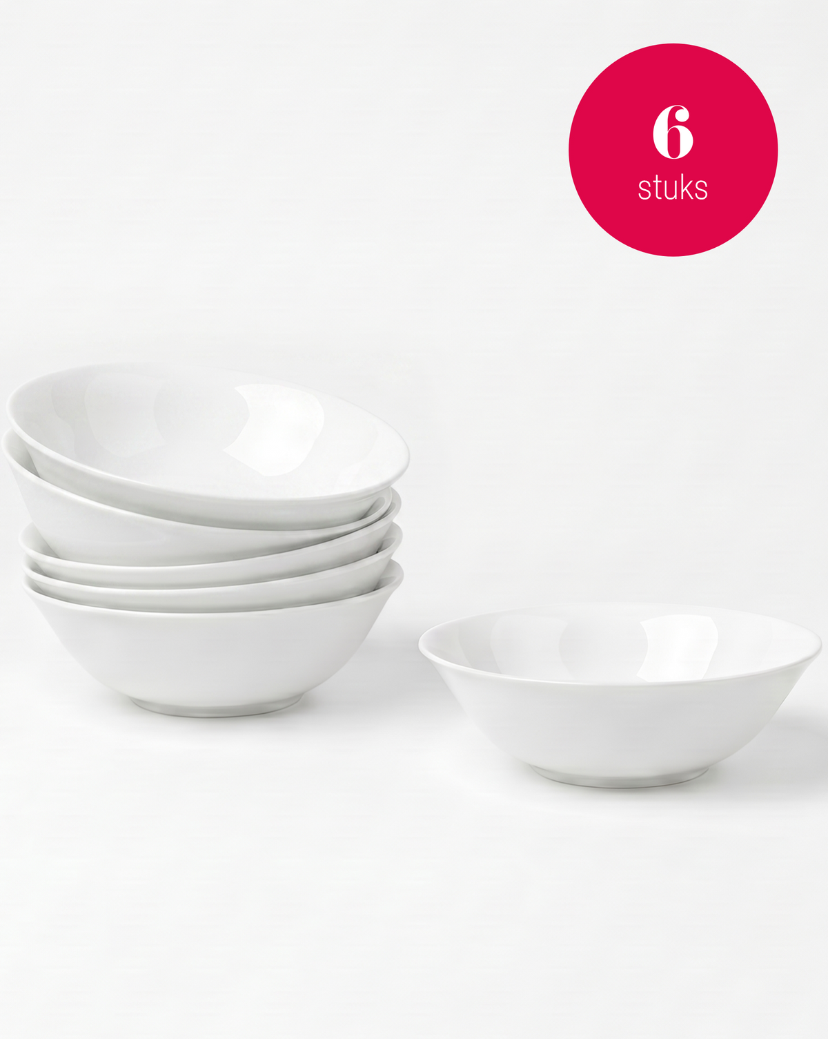 vtwonen - Saladekommen - Wit - 23 cm - Set van 6