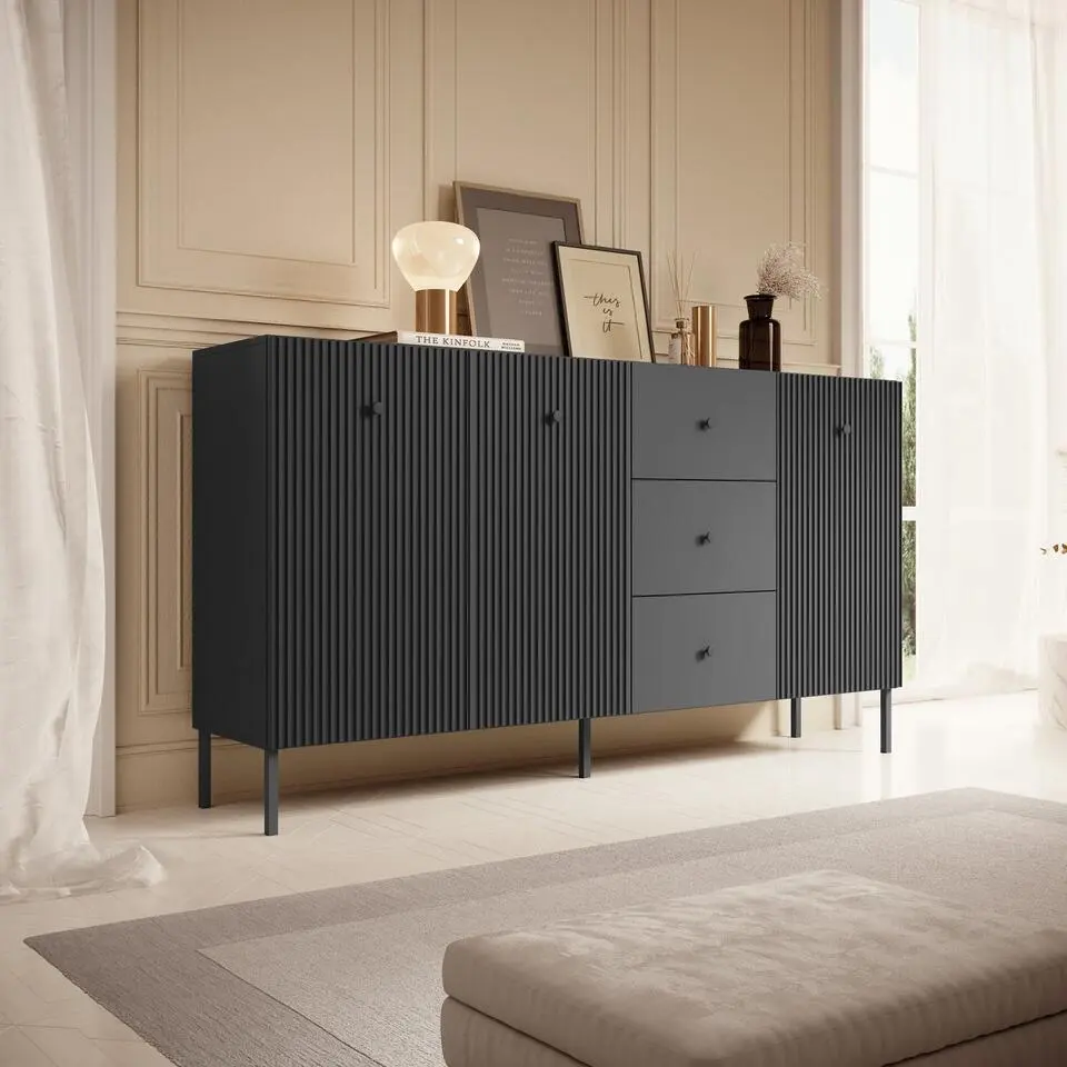 Meubella - Dressoir Vermont - Antraciet - 180 cm