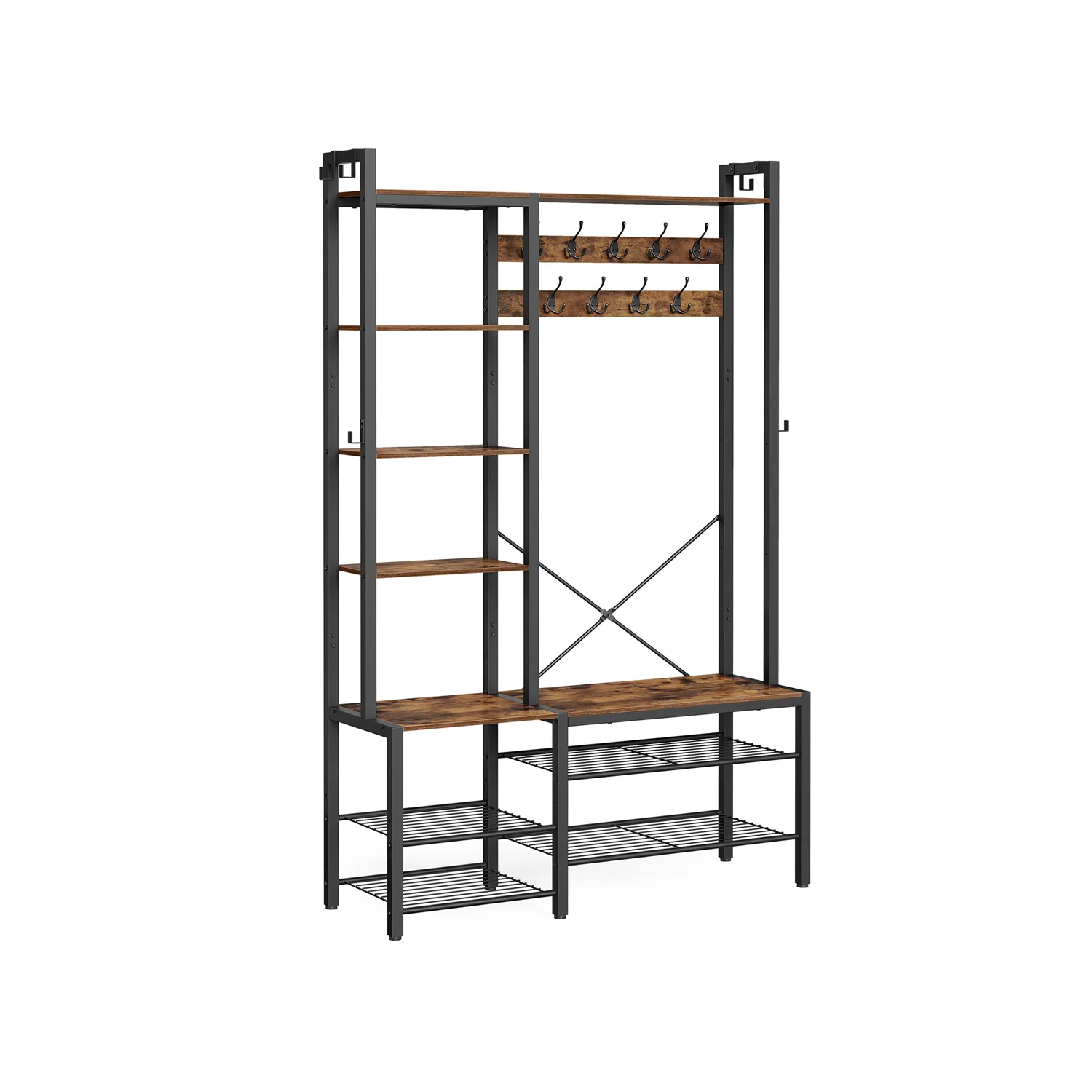 Porte-manteau 5 étagères avec porte-chaussures