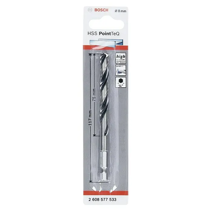 METALLBOR BOSCH HSS POINTTEQ HEX 8,0X117MM