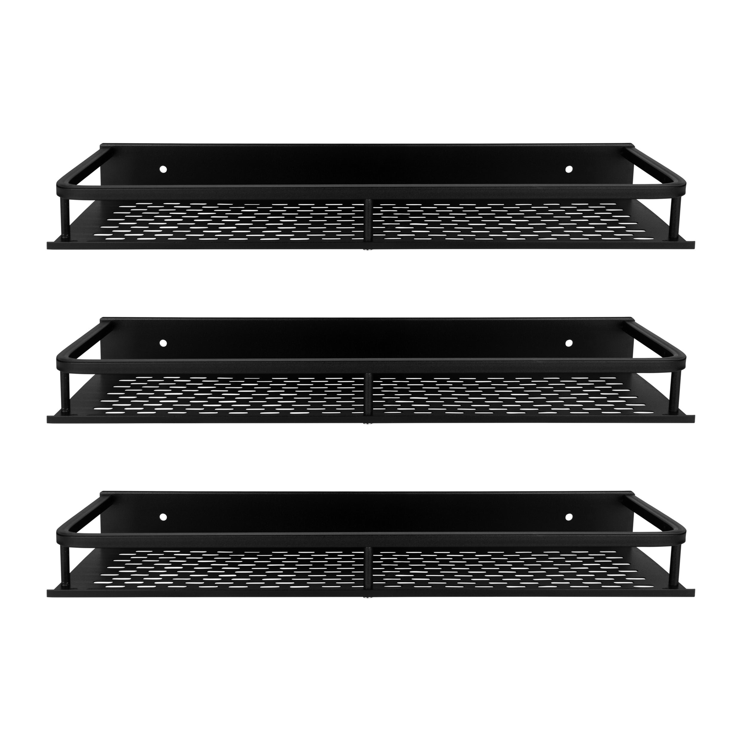 QUVIO Badkamer plankje Aluminium - Zwart - 40 cm - set van 3