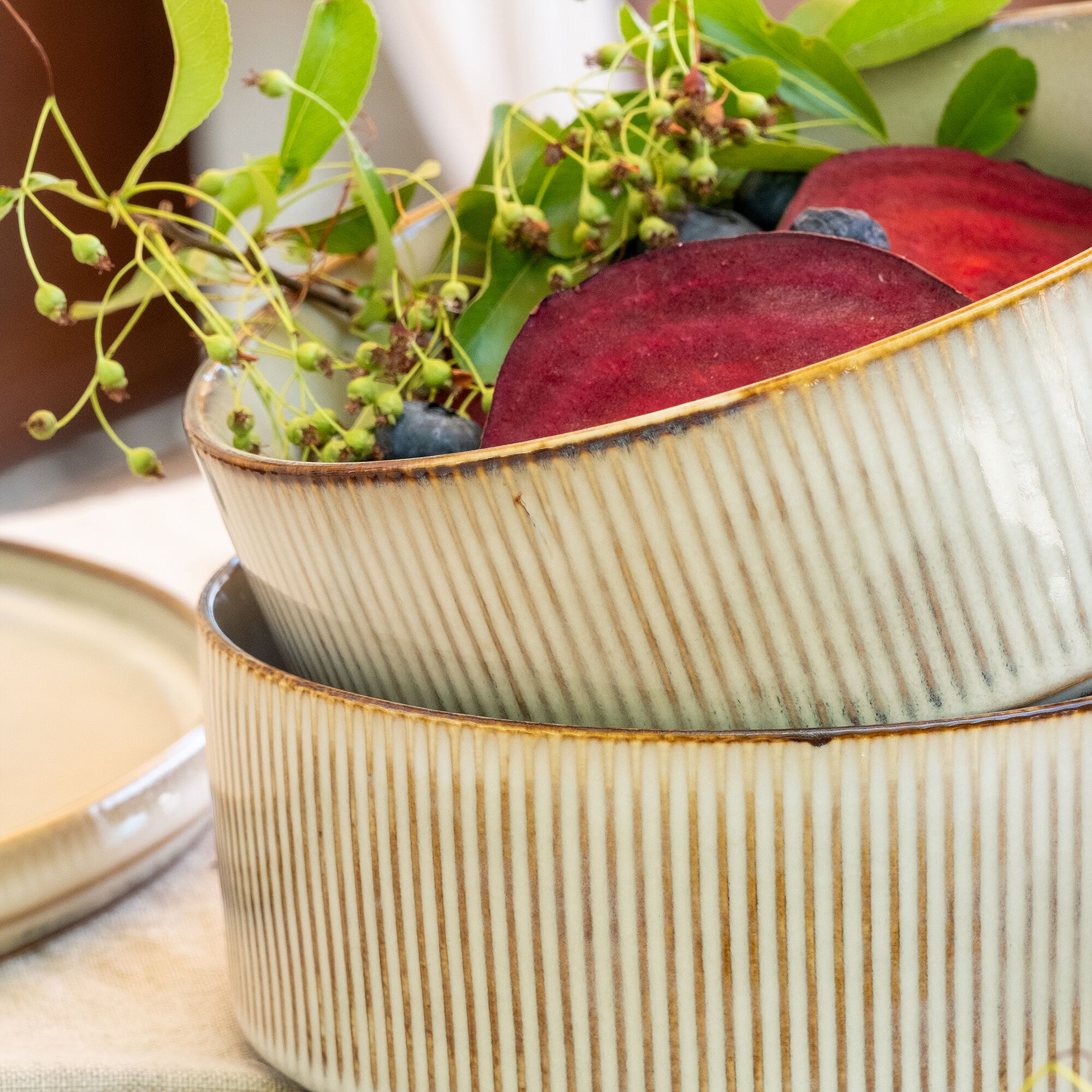 STRIE - Coupelle en grès D17cm - beige