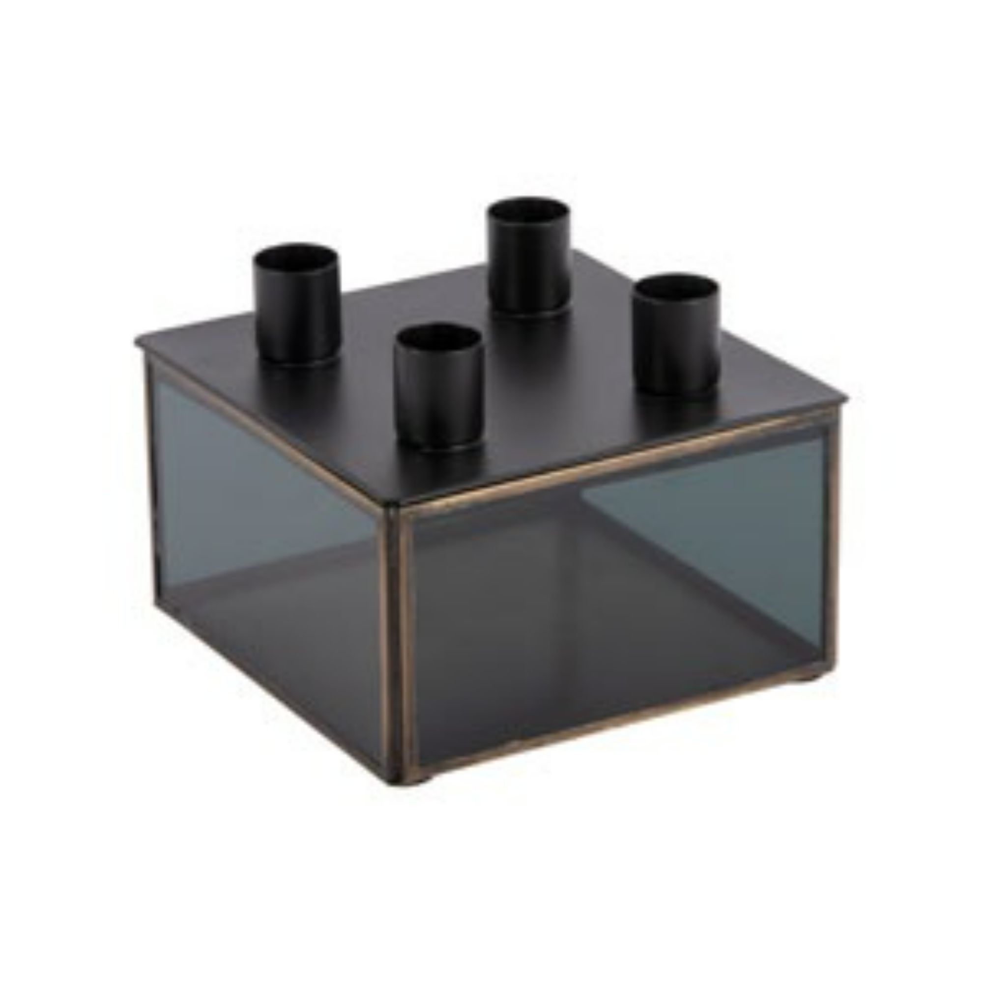 Present Time kandelaar Boxed Square - zwart - 14x14x11cm