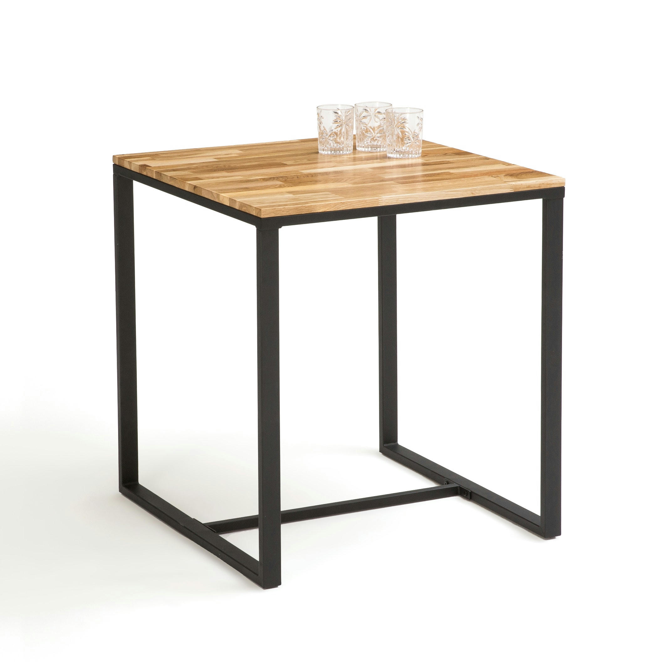 Table bistrot 2 couverts chêne et acier, Hiba